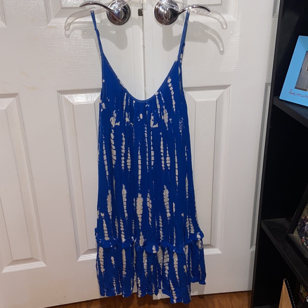Scoop Women’s Blue and White Midi Dress with Adjustable Straps M (8 - 10)